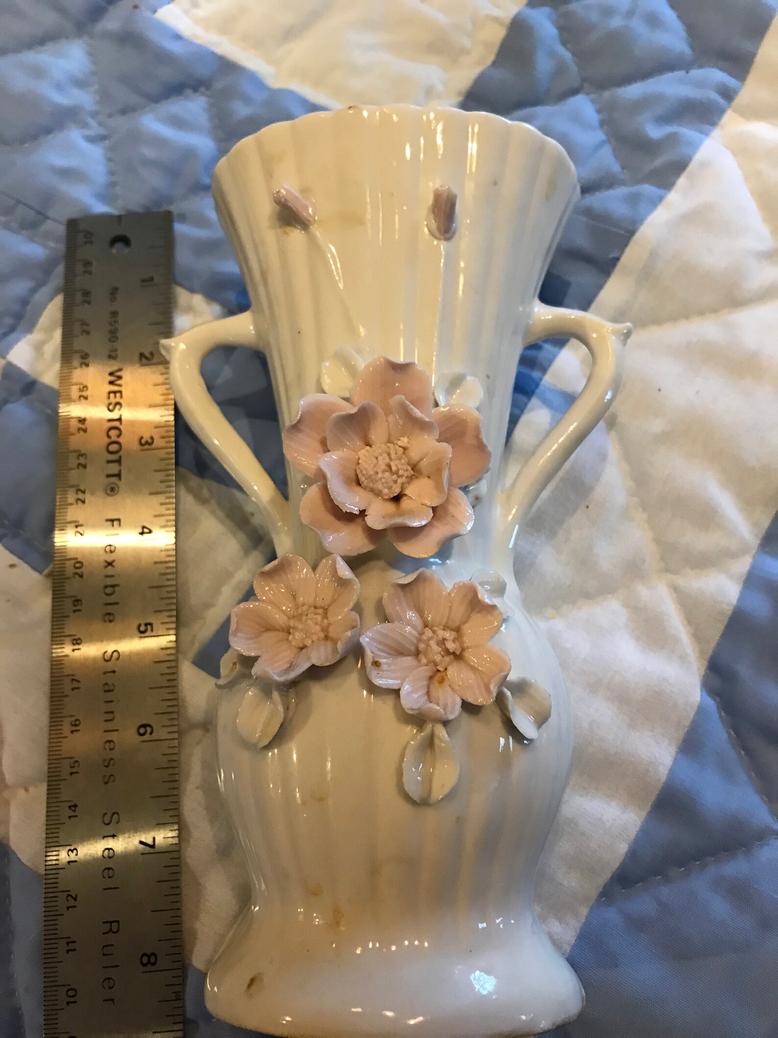 Vintage Ceramic Vase with Pink Dogwood Flowers Etsy