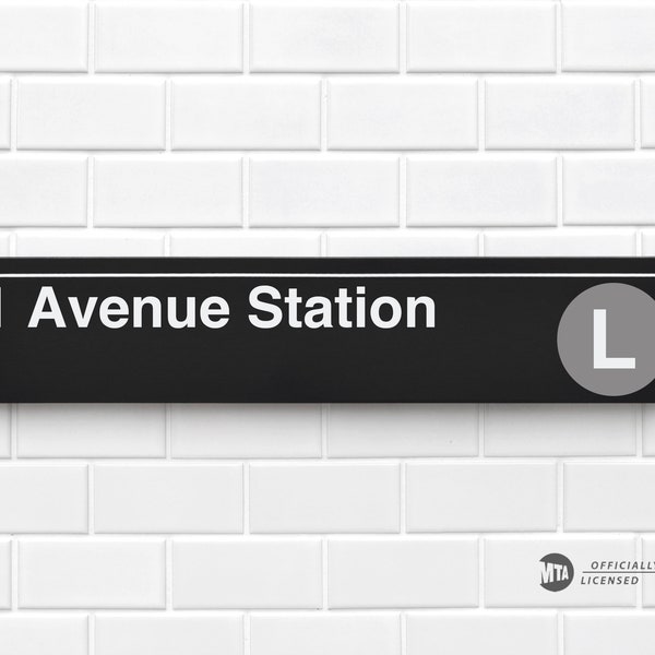 1 Avenue Station - New York City Subway Sign - Wood Sign