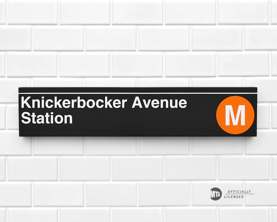 Knickerbocker Avenue Station - New York City Subway Sign - Wood