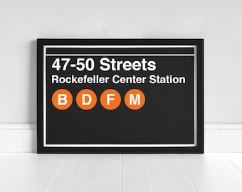 47-50 Streets Rockefeller Center Station - New York Subway Sign - Art Print