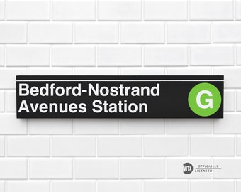 Bedford-Nostrand Avenues Station - New York City Subway Sign - Wood Sign