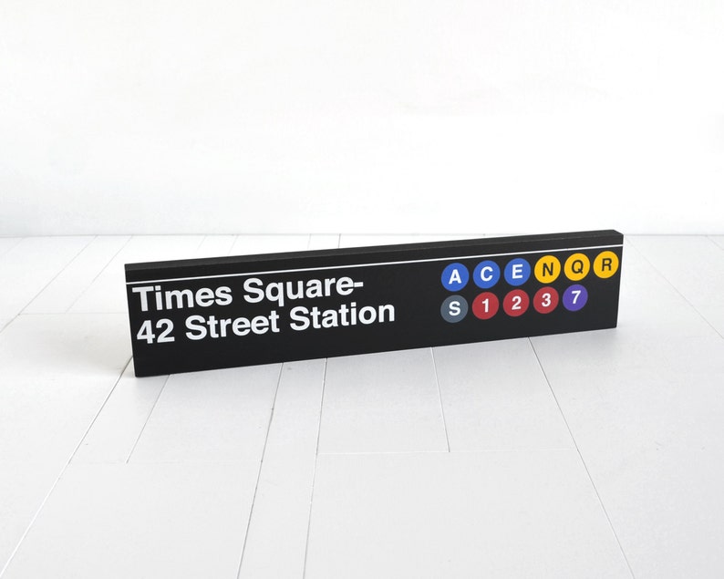 Times Square 42 Street Station New York City Subway Sign Wood Sign image 2