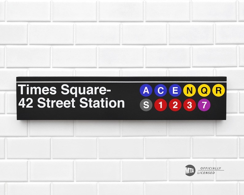 Times Square 42 Street Station New York City Subway Sign Wood Sign image 1