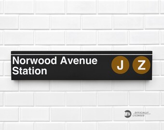 Norwood Avenue Station - New York City Subway Sign - Wood Sign