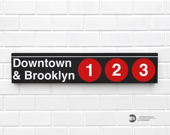 Downtown & Brooklyn - New York City Subway Sign - Wood Sign