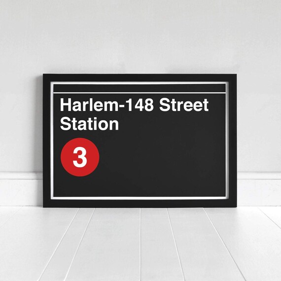 Harlem-148 Street Station - New York Subway Sign - Art Print