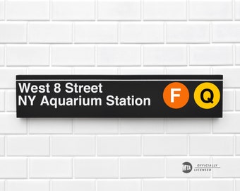 West 8 Street NY Aquarium Station - New York City Subway Sign - Wood Sign