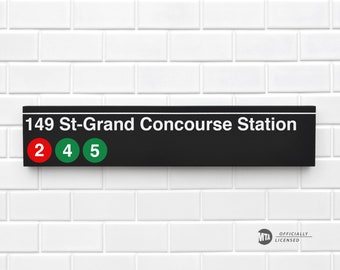 149 St-Grand Concourse Station - New York City Subway Sign - Wood Sign