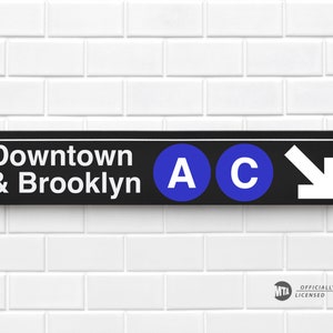 Downtown & Brooklyn - New York City Subway Sign - Wood Sign
