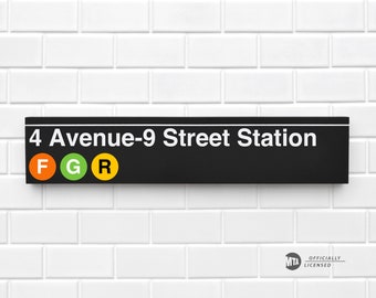 4 Avenue-9 Street Station - New York City Subway Sign - Wood Sign