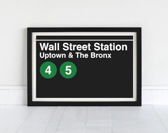 Wall Street Station Uptown & The Bronx - New York Subway Sign - Art Print