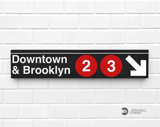 Downtown & Brooklyn - New York City Subway Sign - Wood Sign