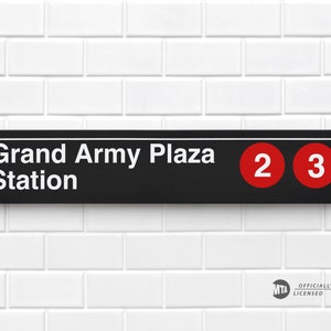 Grand Army Plaza Station - New York City Subway Sign - Wood Sign