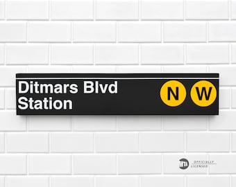 Ditmars Blvd Station - New York City Subway Sign - Wood Sign
