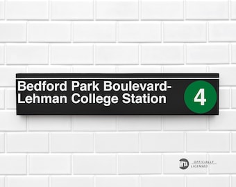 Bedford Park Boulevard- Lehman College Station - New York City Subway Sign - Wood Sign