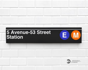 5 Avenue-53 Street Station - New York City Subway Sign - Wood Sign
