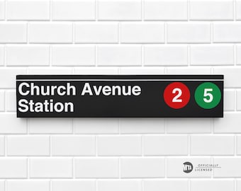 Church Avenue Station - New York City Subway Sign - Wood Sign