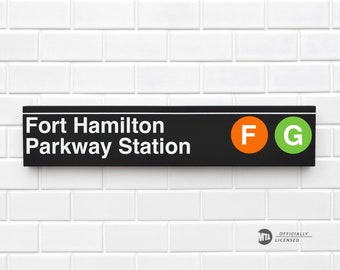 Fort Hamilton Parkway Station - New York City Subway Sign - Wood Sign