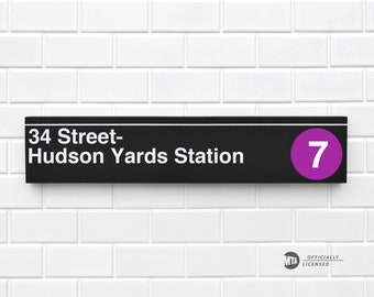 34 Street- Hudson Yards Station - New York City Subway Sign - Wood Sign
