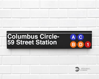 Columbus Circle- 59 Street Station - New York City Subway Sign - Wood Sign