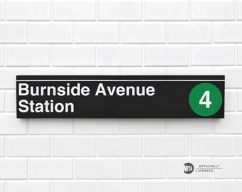 Burnside Avenue Station - New York City Subway Sign - Wood Sign