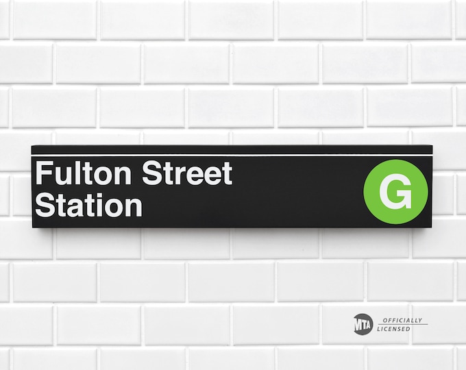 Fulton Street Station - New York City Subway Sign - Wood Sign