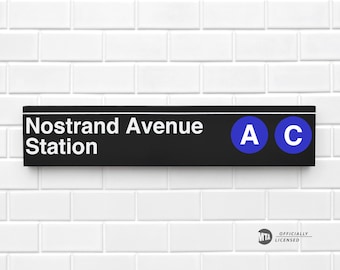 Nostrand Avenue Station - New York City Subway Sign - Wood Sign