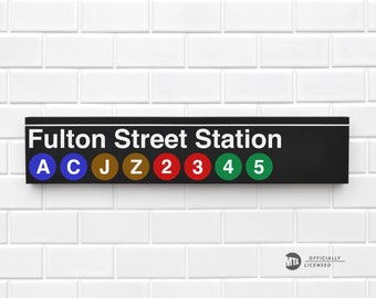 Fulton Street Station - New York City Subway Sign - Wood Sign