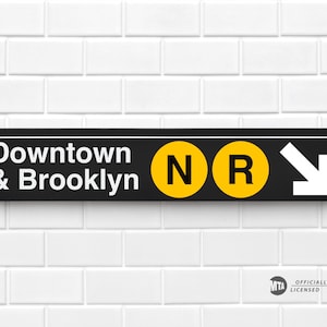 Downtown & Brooklyn N-R - New York City Subway Sign - Wood Sign