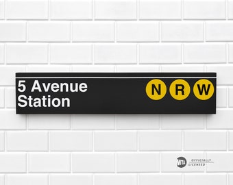 5 Avenue Station - New York City Subway Sign - Wood Sign