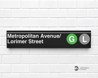 Metropolitan Avenue/Lorimer Street - New York City Subway Sign - Wood Sign