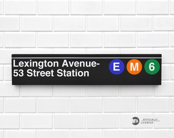 Lexington Avenue- 53 Street Station - New York City Subway Sign - Wood Sign