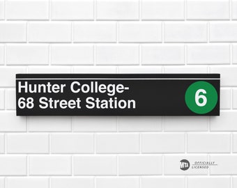 Hunter College-68 Street Station - New York City Subway Sign - Wood Sign