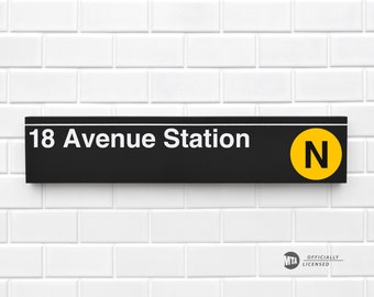 18 Avenue Station - New York City Subway Sign - Wood Sign