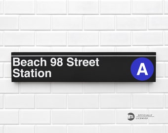 Beach 98 Street Station - New York City Subway Sign - Wood Sign