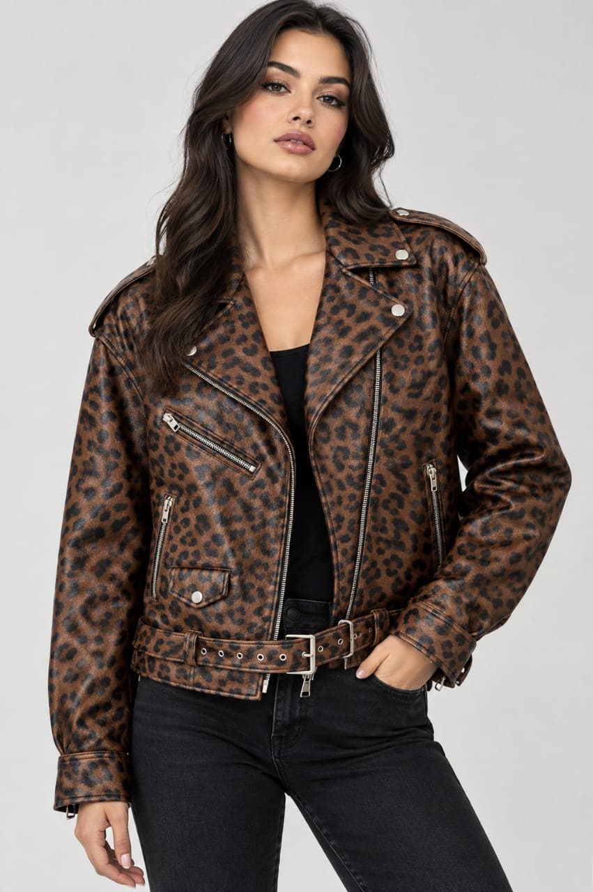 Leopard Biker Jacket - Etsy