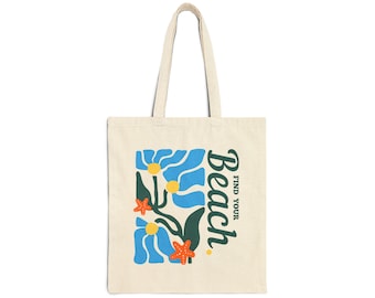 Find Your Beach - Cotton Canvas Tote Bag