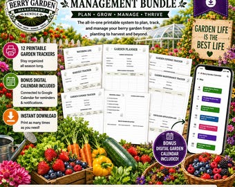 Pacchetto stampabile per la pianificazione dell'orto / Organizzatore per la fattoria in PDF / Monitoraggio del raccolto / Inventario dei semi / Calendario digitale in omaggio