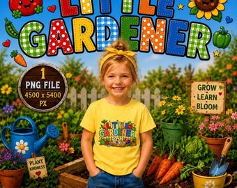 Little Gardener PNG Bundle, Kids Gardening Clipart, Garden Kids PNG, Cute Gardening Design, Instant Download, Digital PNG