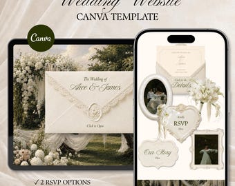 Lace Garten Alte Geld Hochzeit Website Template mit Antwort: Antwortkarte: Aristokratisch Elfenbein Olive Digital Einladung
