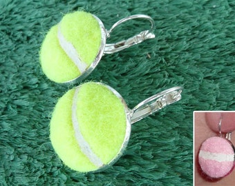 Real Tennis Ball Earrings - Handmade Earrings From a Yellow or Pink Tennis Ball - Sale!