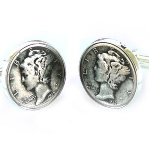 Vintage Silver Mercury Dime Cufflinks