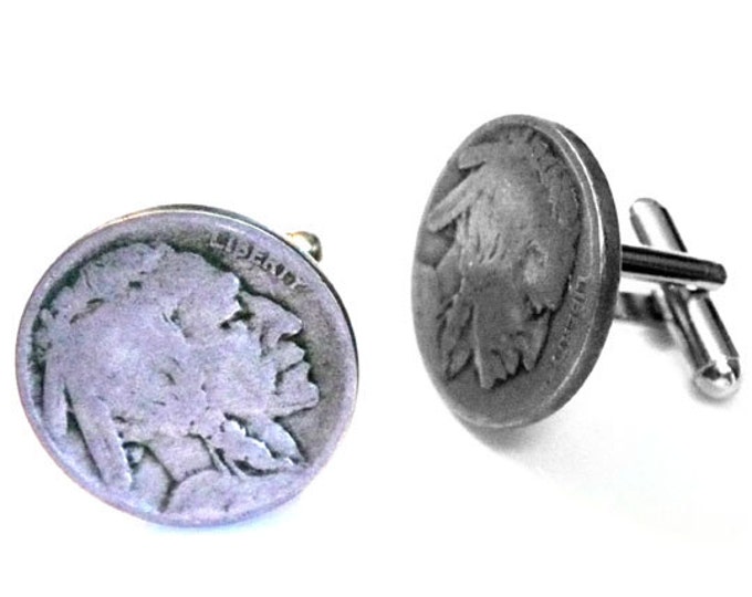 Boutons De Manchette Vintage En Bronze à Tête De Native American, Modèle 1903/1907 - Occasion