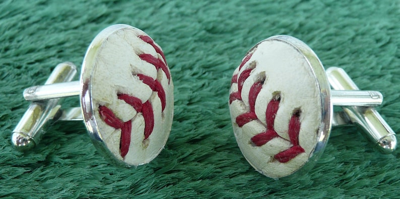 Handmade Cuff Links Using a Real Baseball Baseball Cufflinks
