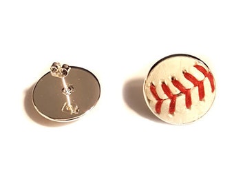 Baseball Stud Earrings Made From a Real Baseball