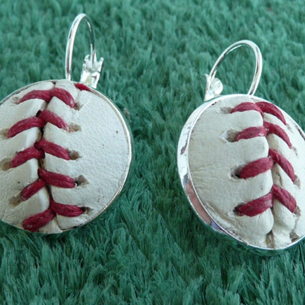 Baseball Earrings Made From a Real Baseball - Free Shipping