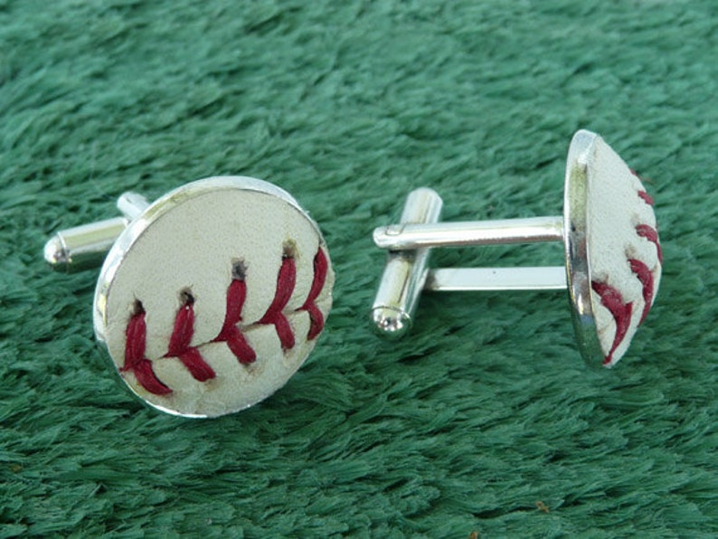 Handmade Cuff Links Using a Real Baseball Baseball Cufflinks