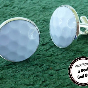 Real Golf Ball Cufflinks - Handmade Cuff Links From a Real Golf Ball - US Seller - Free Shipping