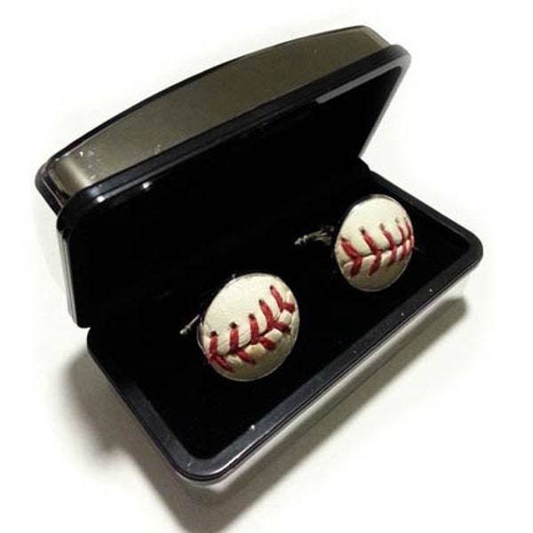 Baseball Cufflinks - Enlaces de manguito hechos a mano usando una pelota de béisbol real