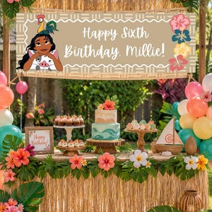 Moana Inspired Birthday Editable Banner Template | Printable 2x6 | Traceable 3x5 | Digital Download image 3